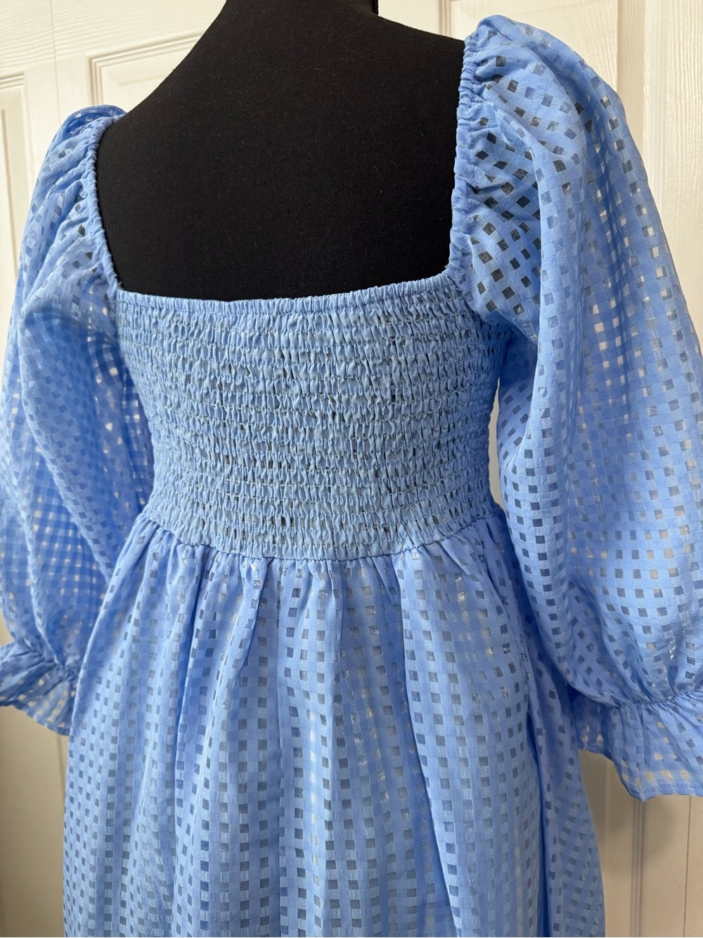 Entro Blue Gingham Babydoll Dress Size S - Picture 5 of 6